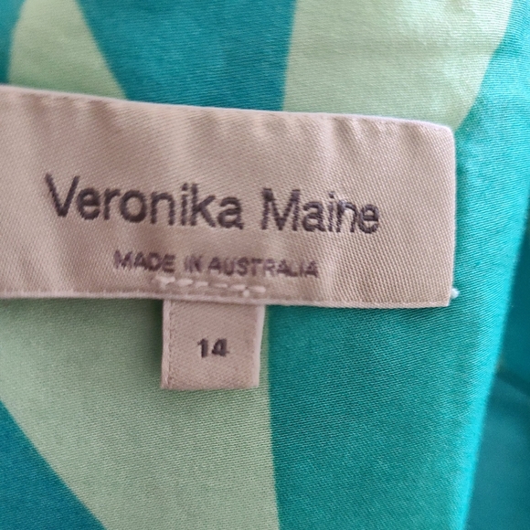 Veronica Maine Womens Dress Sz 14 Beach Geometric Print Retro 70s Summer Cotton - Picture 5 of 7